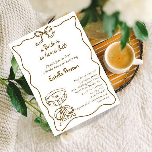 Invitation Funky Whimsical Fête des mariées Martini tiré à la