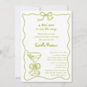 Invitation Funky Whimsical Green Martini QR Code Baby shower (Devant)