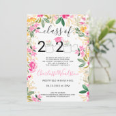 Invitation Funny 2020 roll photos florales graduation virtuel (Debout devant)