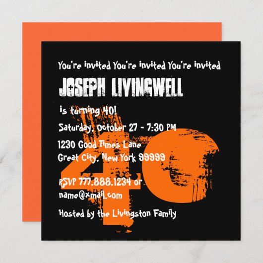 Invitation Funny 40e Halloween Halloween A08C (Devant / Derrière)