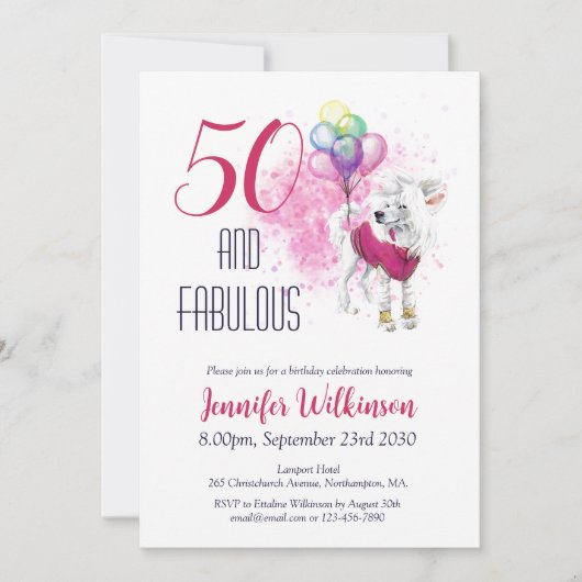 Invitation Funny 50 et Fabulous Pink (Devant)