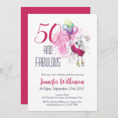 Invitation Funny 50 et Fabulous Pink (Devant / Derrière)