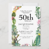 Invitation Funny 50th Cactus Prickly, Bitchy & Fabuleux Blanc (Devant)