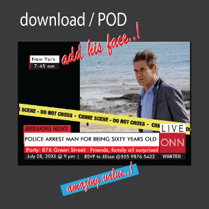 Invitation Funny 60e anniversaire 🎉 Fake TV News