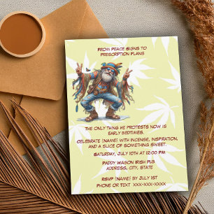 Invitation Funny 60s Thème Anniversaire Loin Hippie Pour lui