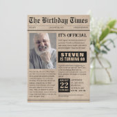 Invitation Funny 60th Birthday Newspaper Cover Photo (Debout devant)