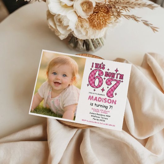 Invitation Funny 7th Birthday | “I Was 6, Now 7” Party