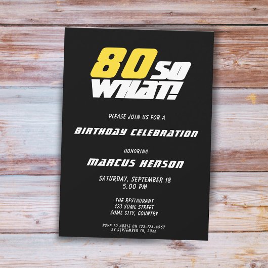 Invitation Funny 80 alors quelle citation Black 80e anniversa