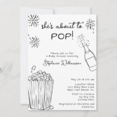 Invitation Funny About To Pop Popcorn Champagne Baby Shower (Devant)