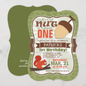 Invitation Funny Acorn ; Fête d'anniversaire de l'écureuil de (Devant / Derrière)