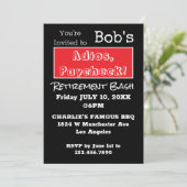 Invitation FUNNY Adios, Paycheck Papa Retraite Party (Debout devant)