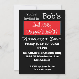 Invitation FUNNY Adios, Paycheck Papa Retraite Party