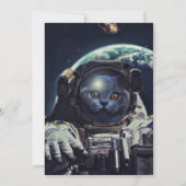 Invitation Funny Astronaut Shorthair Cat dans l'espace (Dos)