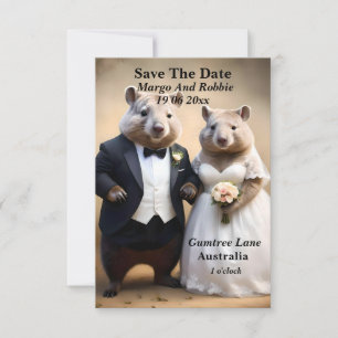 Invitation Funny Australian Wombat Wedding Enregistrer La Dat