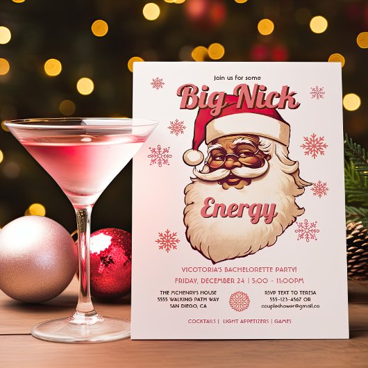 Invitation Funny Big Nick Energy African American Père Noël P