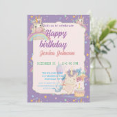Invitation Funny Birthday Unicorn (Debout devant)