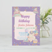 Invitation Funny Birthday Unicorn (Debout devant)