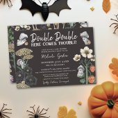 Invitation Funny Black Halloween Ghosts Twins Baby shower