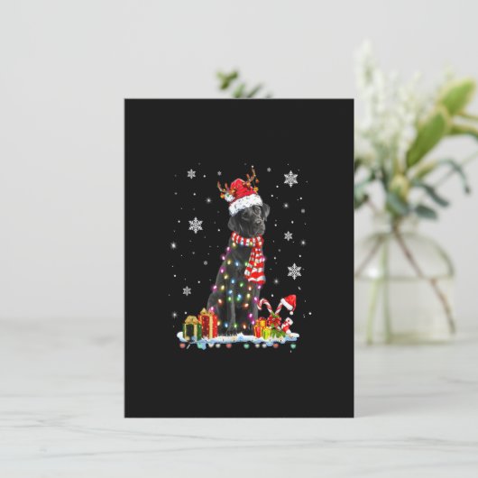 Invitation Funny Black Lab Chien Noël Tee Reindeer Christe (Debout devant)