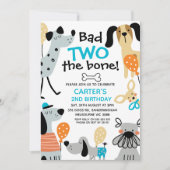 Invitation Funny Blue Bad Two The Bone Dogs 2e anniversaire (Devant)
