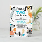 Invitation Funny Blue Bad Two The Bone Dogs 2e anniversaire (Debout devant)