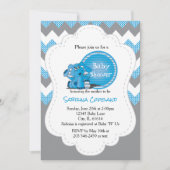 Invitation Funny Blue Chevron Silly Elephant | Baby shower (Devant)