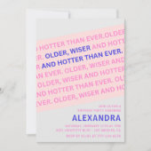 Invitation Funny Blush rose plus vieux Wiser 87e anniversaire (Devant)