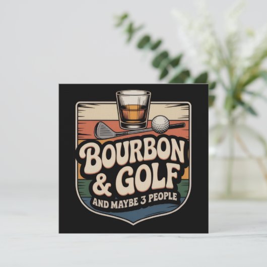 Invitation Funny Bourbon Golf Golfer Dad Gift Vintage (Debout devant)