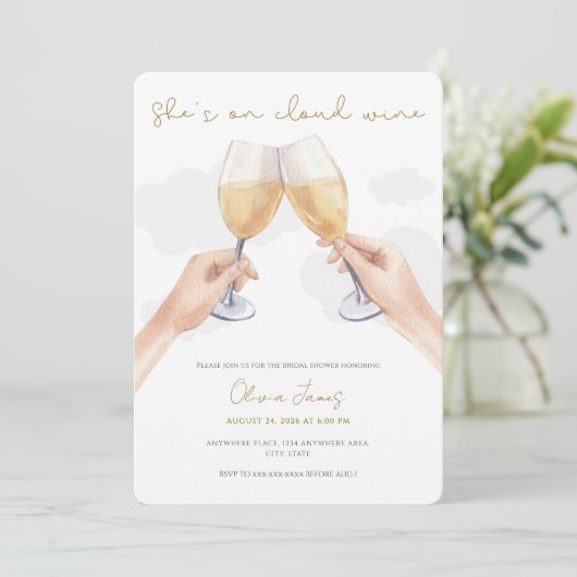 Invitation Funny, bride on cloud wine bridal shower (Debout devant)