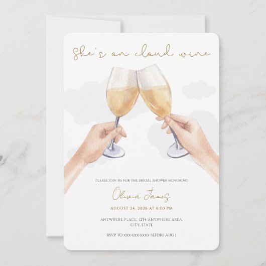 Invitation Funny, bride on cloud wine bridal shower (Devant)