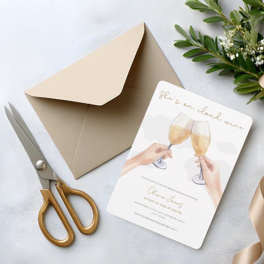 Invitation Funny, bride on cloud wine bridal shower