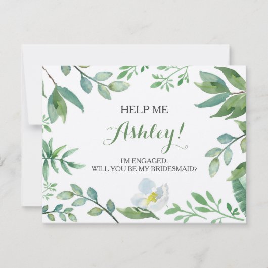 Invitation Funny BRIDESMAID PROPOSAL card, Green (Devant)