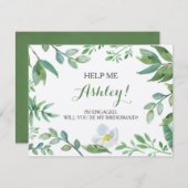 Invitation Funny BRIDESMAID PROPOSAL card, Green (Devant / Derrière)