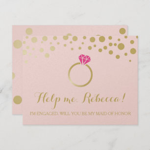 Invitation Funny BRIDESMAID PROPOSITION Card ~ Pink & Faux Go