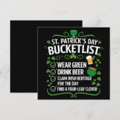 Invitation Funny Bucket List célèbre la Saint Patrick's Day (Devant / Derrière)