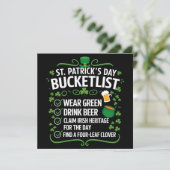 Invitation Funny Bucket List célèbre la Saint Patrick's Day (Debout devant)