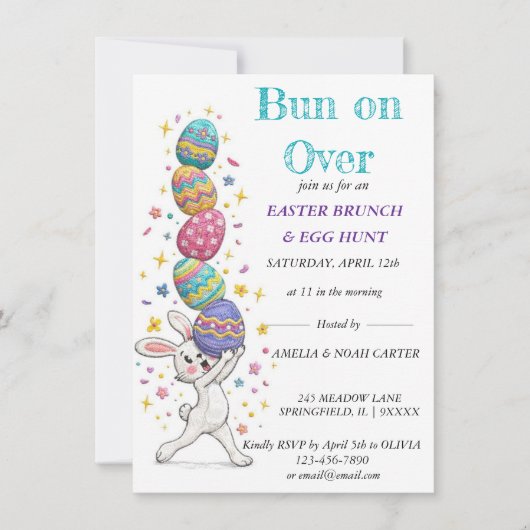 Invitation Funny Bunny Easter BRUNCH & HUNT (Devant)