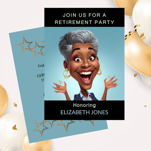 Invitation Funny Caricature Retirement Party