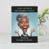Invitation Funny Caricature Retirement Party (Debout devant)