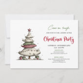 Invitation Funny cartoon Christmas tree playful party invite (Devant)