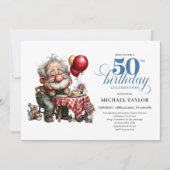 Invitation Funny Cartoon Man 50th Party Milestone Invite (Devant)