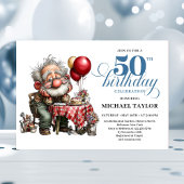 Invitation Funny Cartoon Man 50th Party Milestone Invite