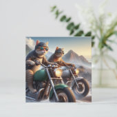 Invitation Funny Cat Bikers, Cat Rocker Anniversaire (Debout devant)