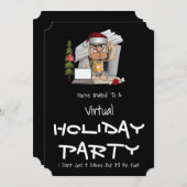 Invitation Funny Caveman Virtual Holiday Party (Devant / Derrière)