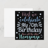 Invitation funny celebrating the 70th birthday (Devant / Derrière)