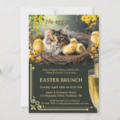 Invitation Funny Chat Pas d'oeufs Boules de Pâques et Brunch (Devant)
