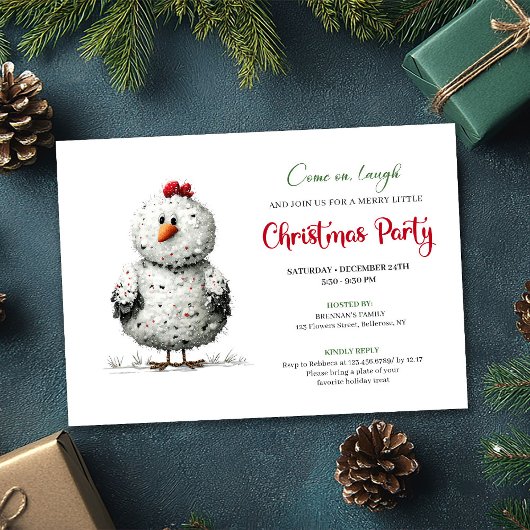 Invitation Funny Chicken Red Green Christmas Party Printable