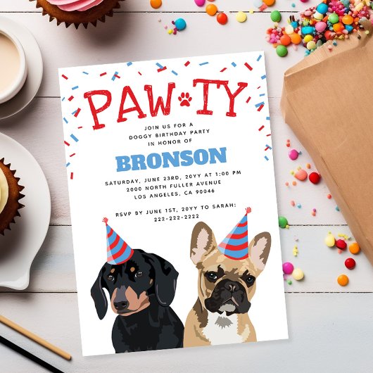 Invitation Funny Chien chiot fête d'anniversaire