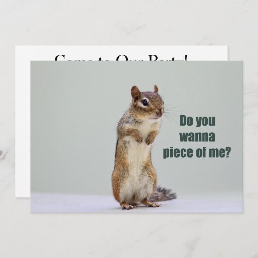 Invitation Funny Chipmunk Photo (Devant / Derrière)