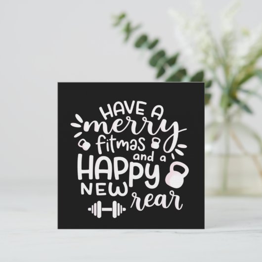 Invitation Funny Christmas Fitness Sarcastic Gym Holiday Gift (Debout devant)